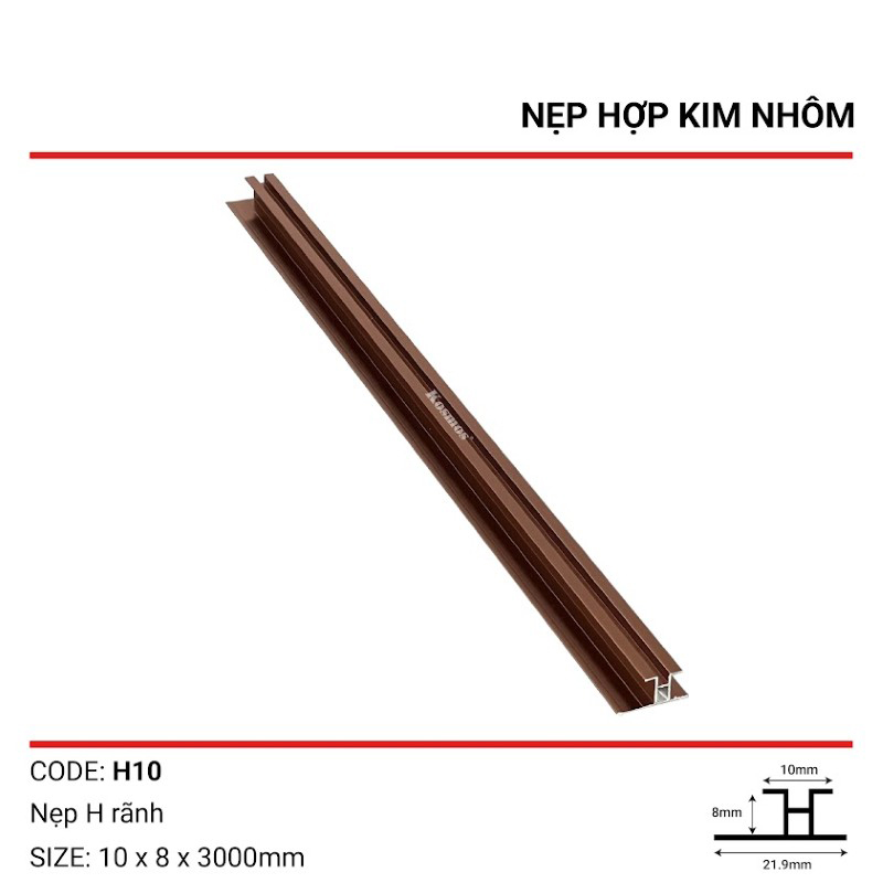 Nẹp nối chữ H8 có rãnh màu Sâm panh