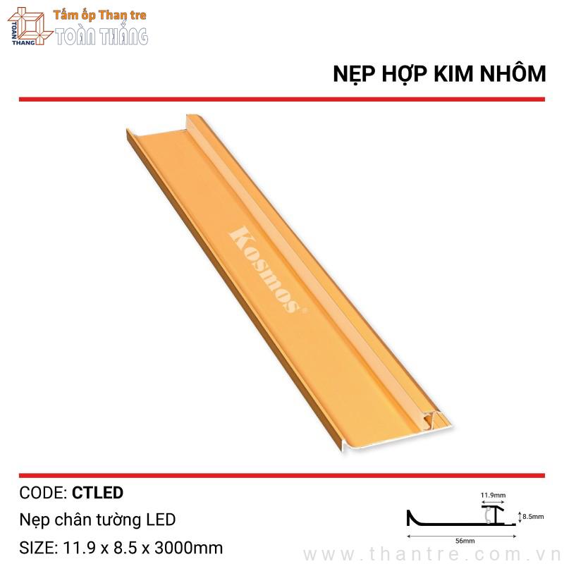 Nẹp nhôm chân tường Led màu Vàng