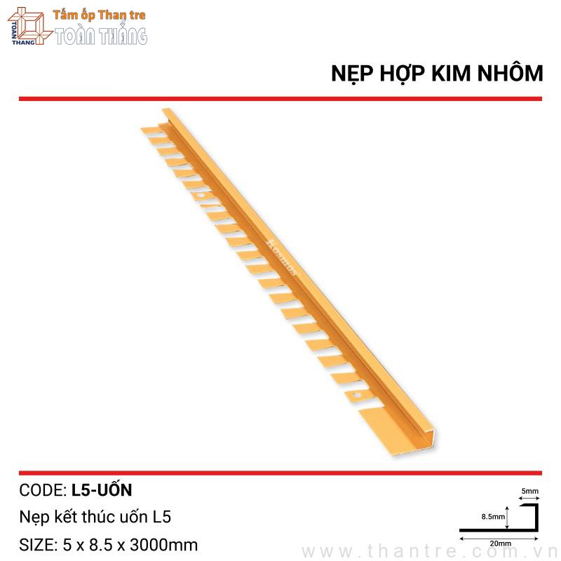 Nẹp kết thúc L uốn cong màu Vàng Gold