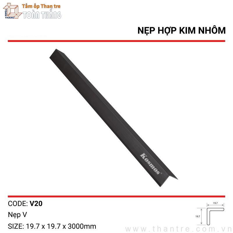 Nẹp V20 nhôm góc ngoài màu Đen