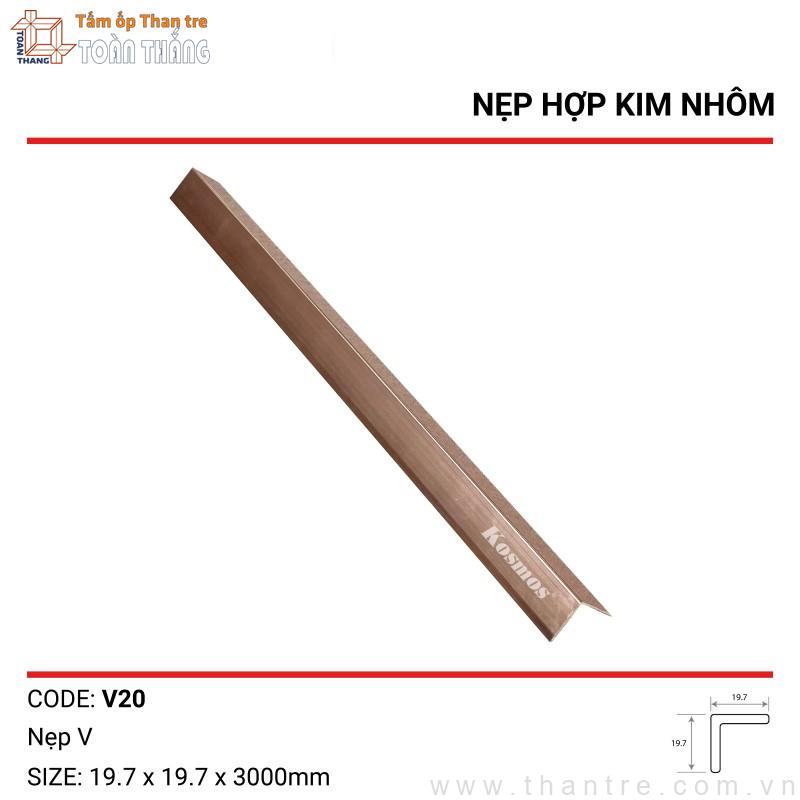 Nẹp V20 nhôm góc ngoài màu Sâm panh