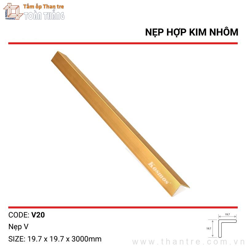 Nẹp V20 nhôm góc ngoài màu Vàng Gold