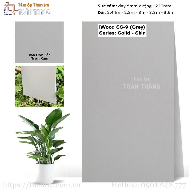 Tấm ốp than tre đơn sắc xám trơn iWood SS-9 1 Tấm ốp than tre đơn sắc xám trơn iWood SS-9