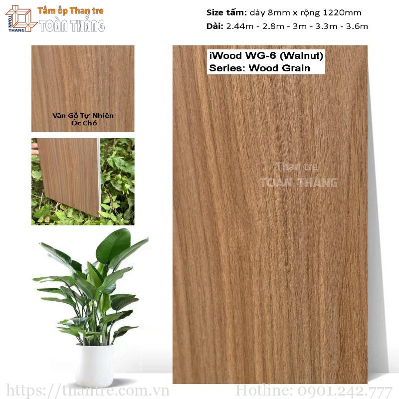 Tấm ốp than tre vân gỗ Óc Chó iWood WG-6 1 Tấm ốp than tre vân gỗ Óc Chó iWood WG-6