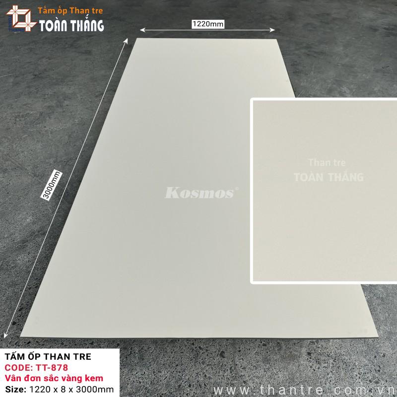 Tấm ốp than tre 8mm đơn sắc vàng kem TT-878